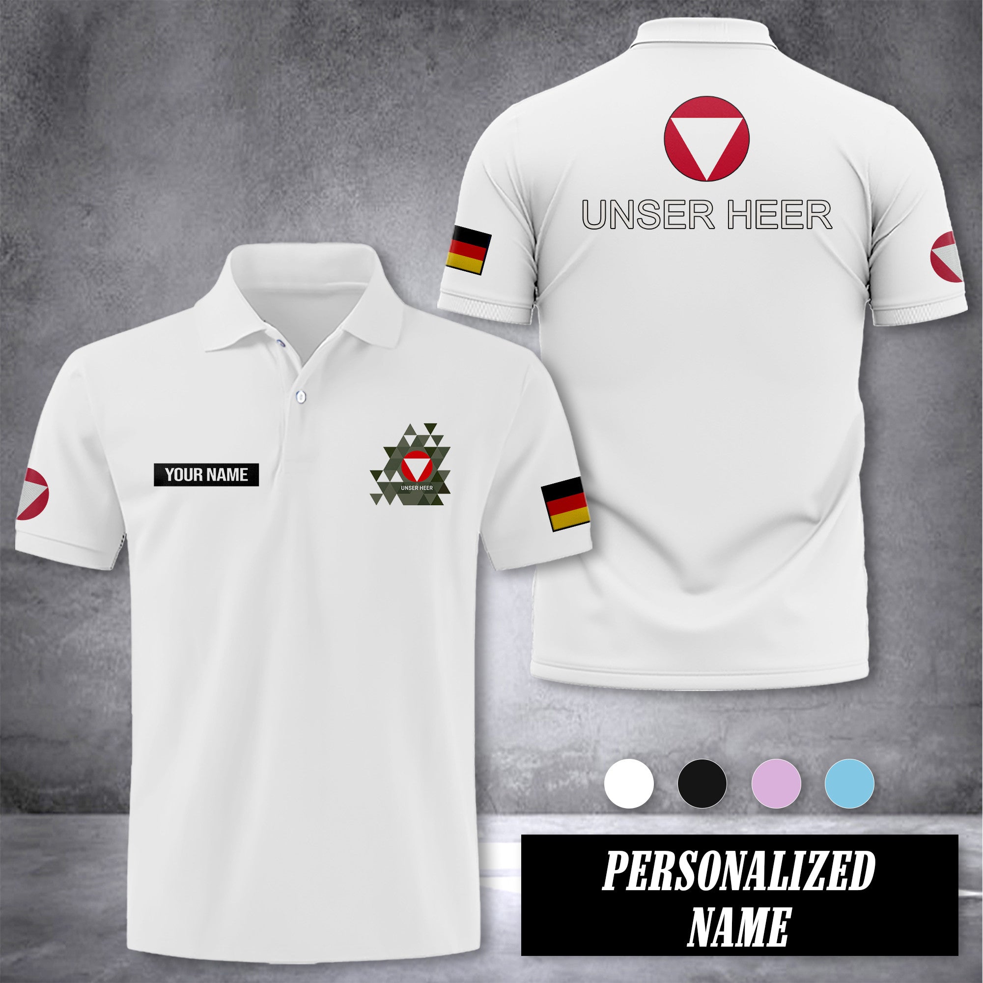 Unser Heer Austria customize polo back
