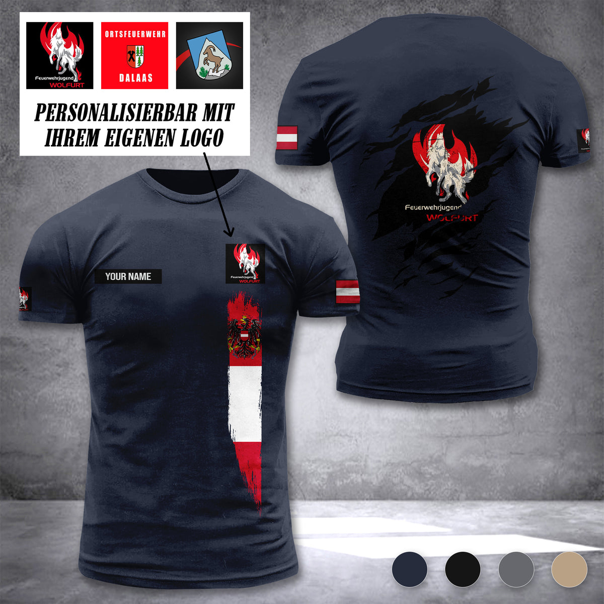 Firefighter Austria customize logo T-shirt 196