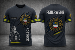 Rostock Firefighter Germany customize T-shirt  Gr