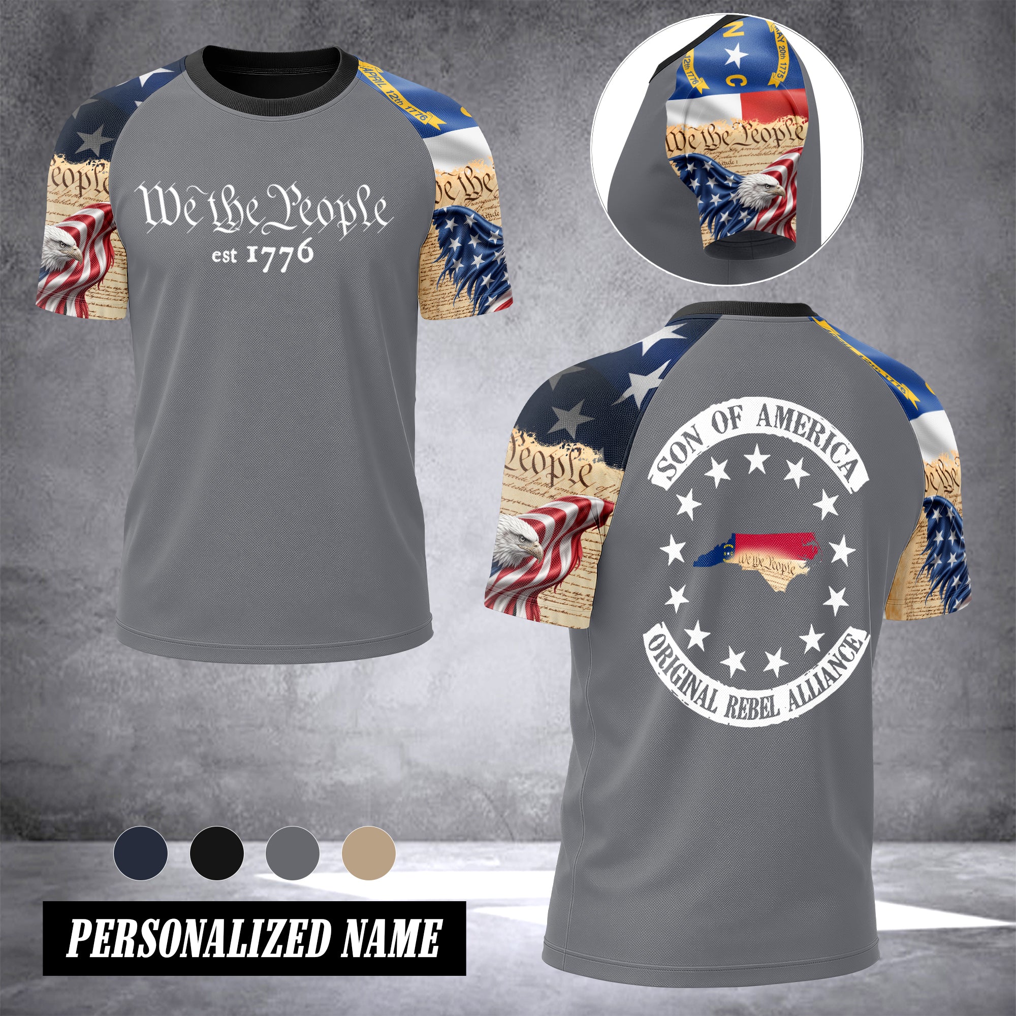 North Carolina we the people T-shirt has raglan sleeves  MRI